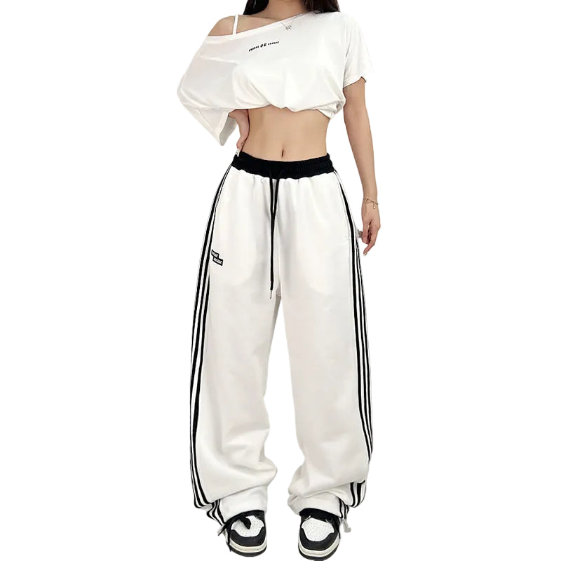 European And American Street Dance Fashion Brand Stitching Waist Pants - cas7m