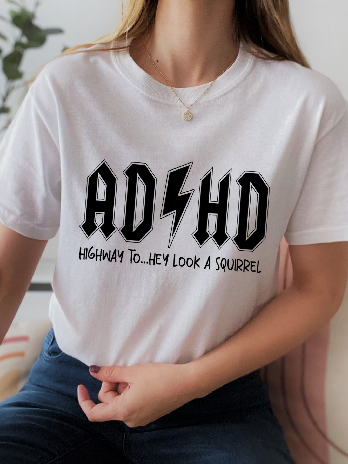 Letter Pattern Printed Women's Cotton T-shirt Short Sleeve - cas7m