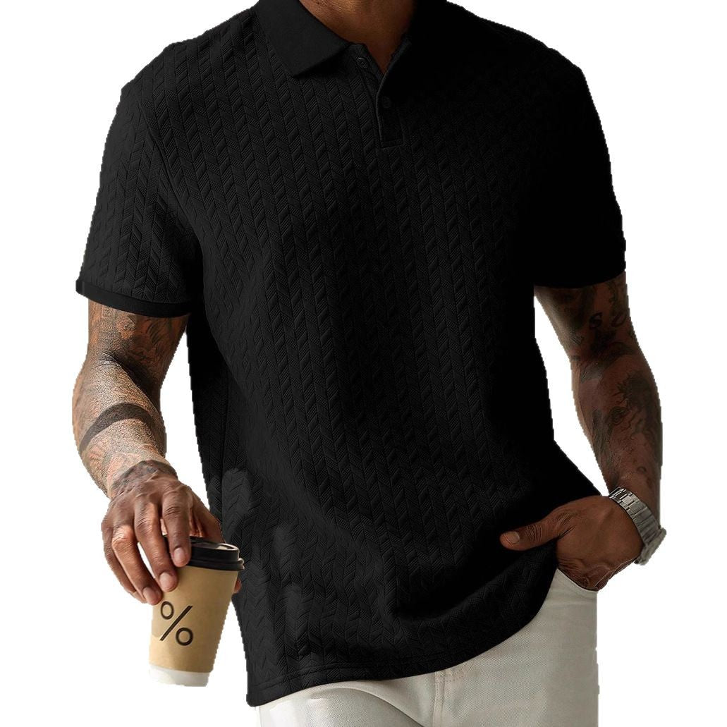 Men's Solid Color Polo Collar Short-sleeved Shirt - cas7m