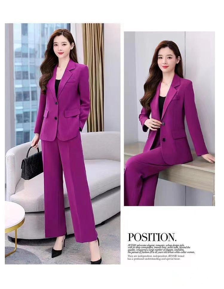 Women's Elegant Long Sleeve Two-Piece Set - 5 Vibrant Colors - cas7m