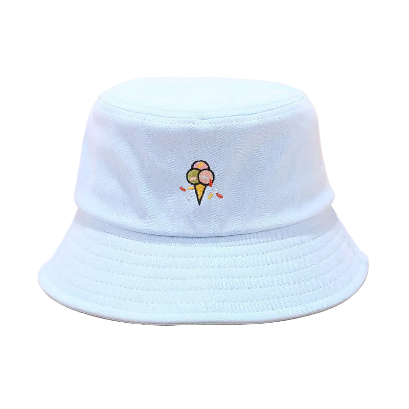 Korean version of fun ice cream embroidery fisherman hat - cas7m