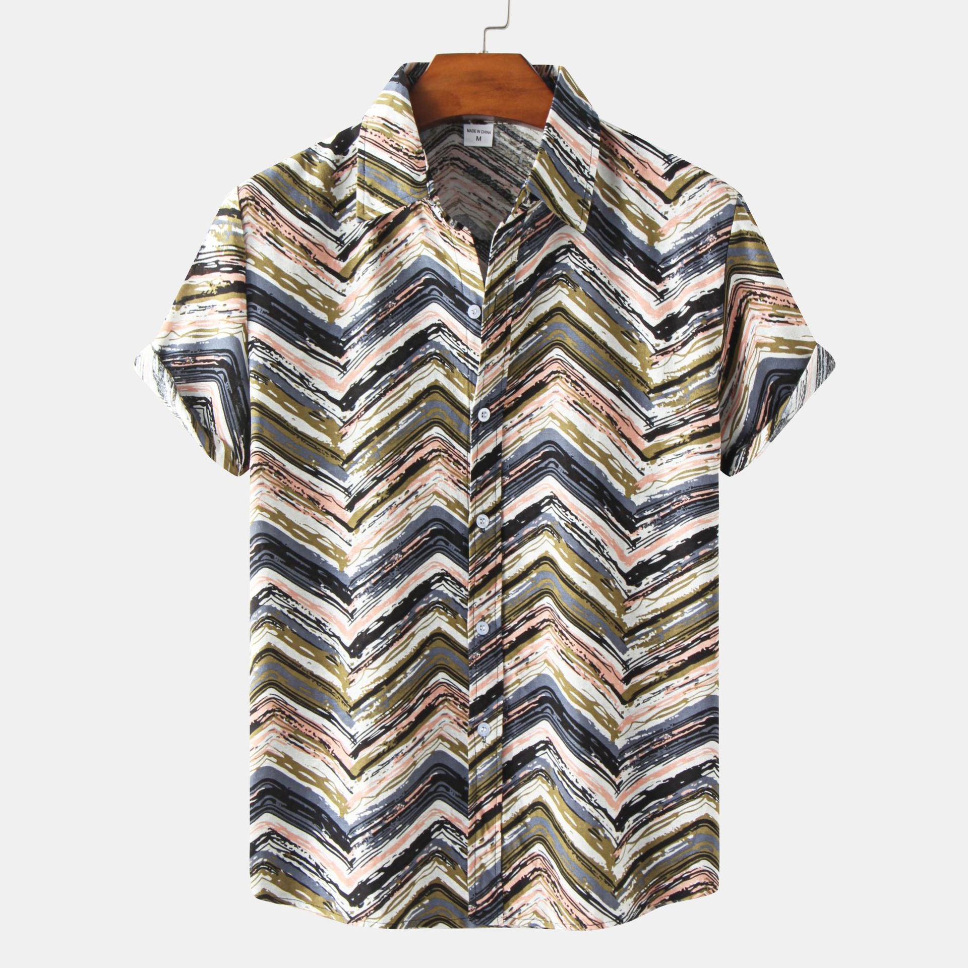 Casual Men's Cotton And Linen Short Sleeve Shirt Hawaiian Short Sleeve Printed Shirt Men - cas7m