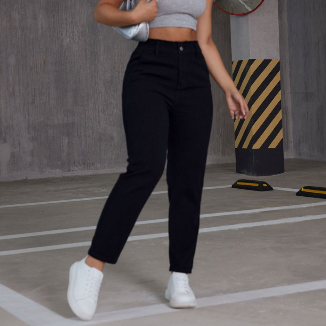 Women's Casual Elastic Straight Jeans - cas7m