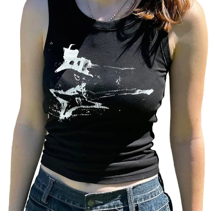 American Guitar Doodle Print Vest - cas7m