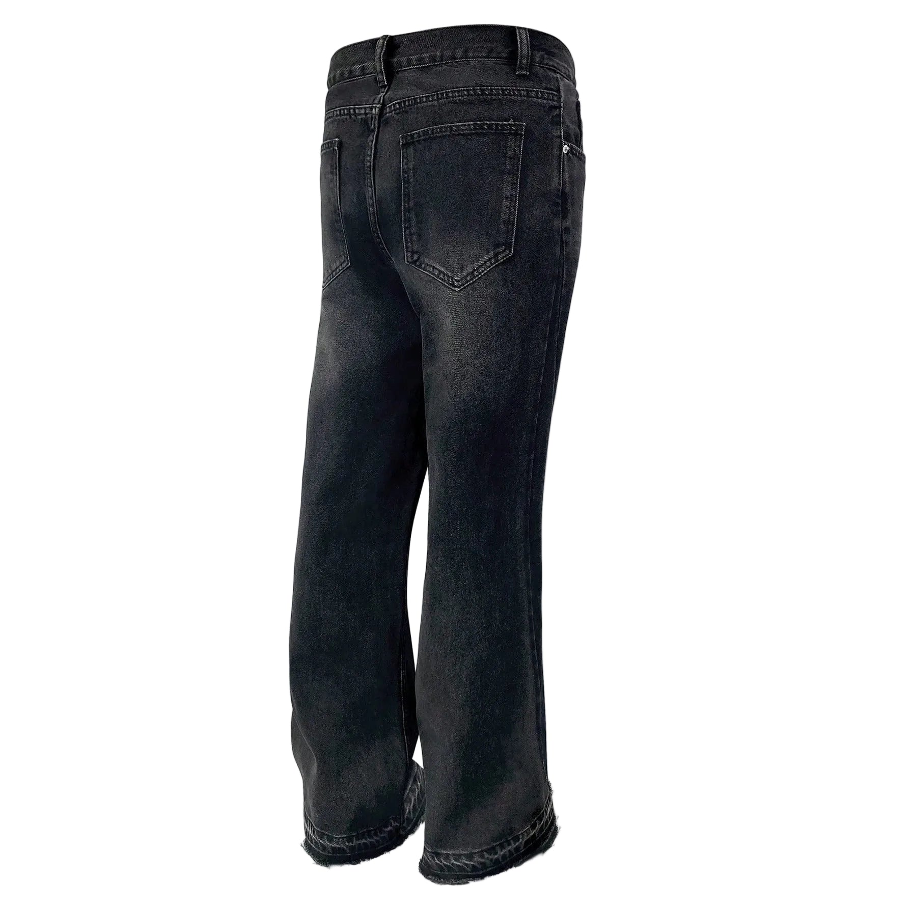 Cotton Casual Pants Men Summer Vintage Washed Denim Jeans Fashion Retro Design Black Relaxed Fit Pants