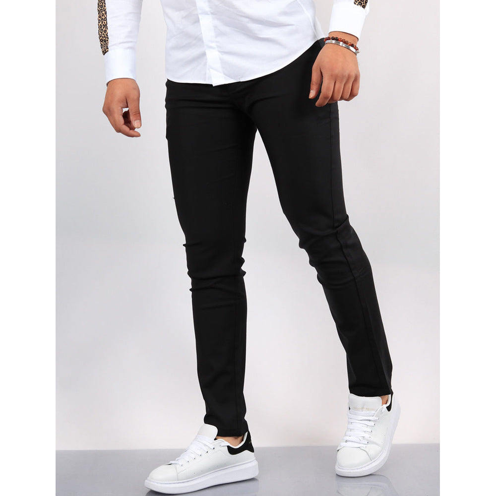 Men's Solid Color Faux Pocket Formal Casual Pants - cas7m