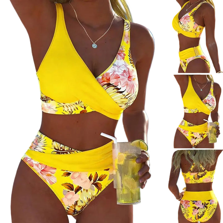 Women's Floral Print Bikini Casual Set - cas7m