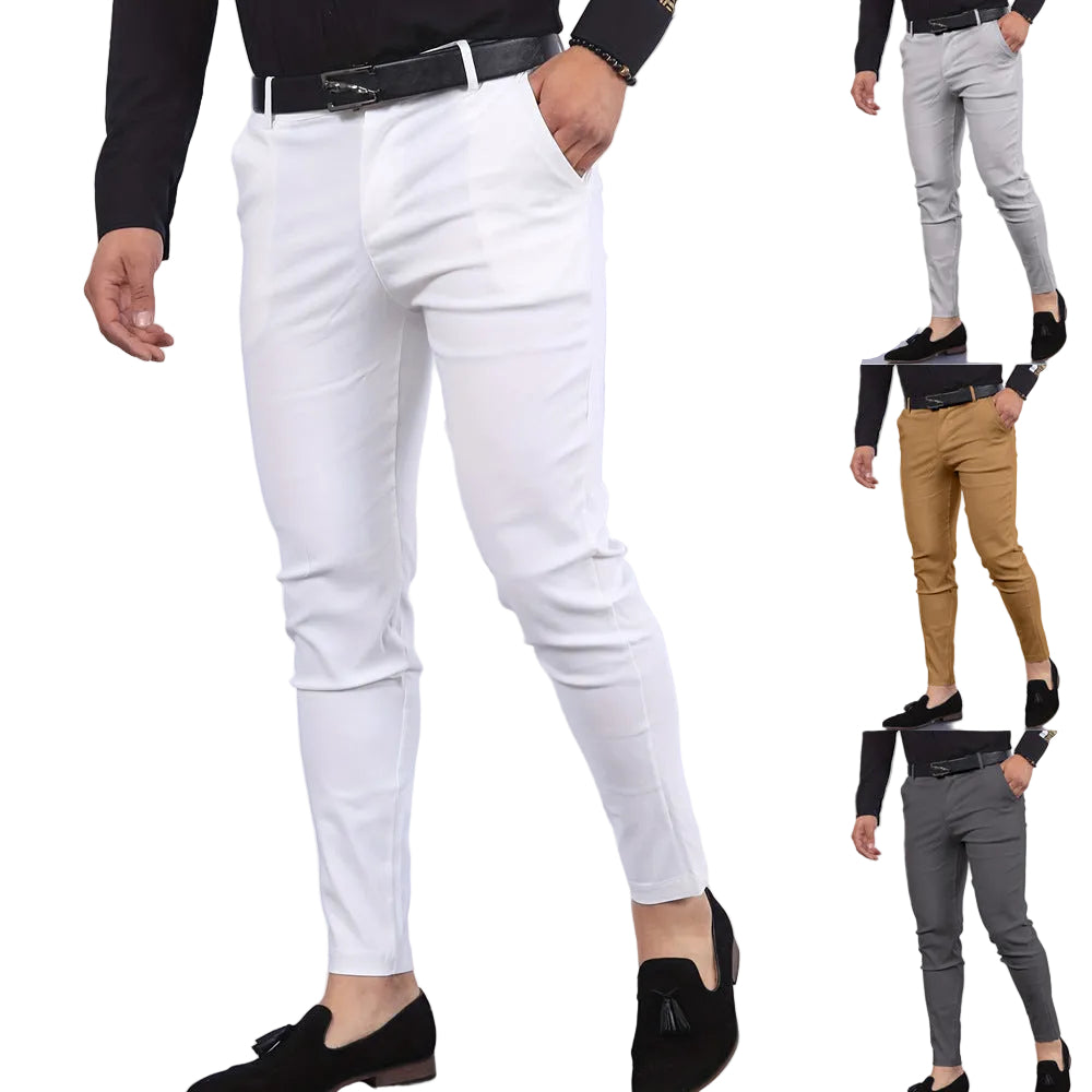 Men's Solid Color Faux Pocket Formal Casual Pants - cas7m