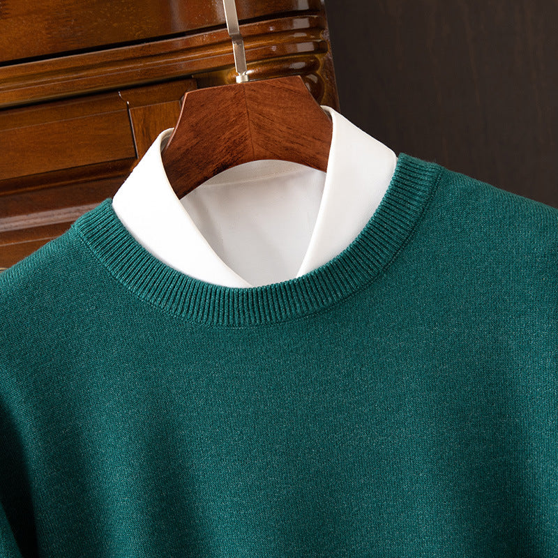 Round Neck Pullover Bottoming Shirt Casual Business Loose Long Sleeve Sweater - cas7m