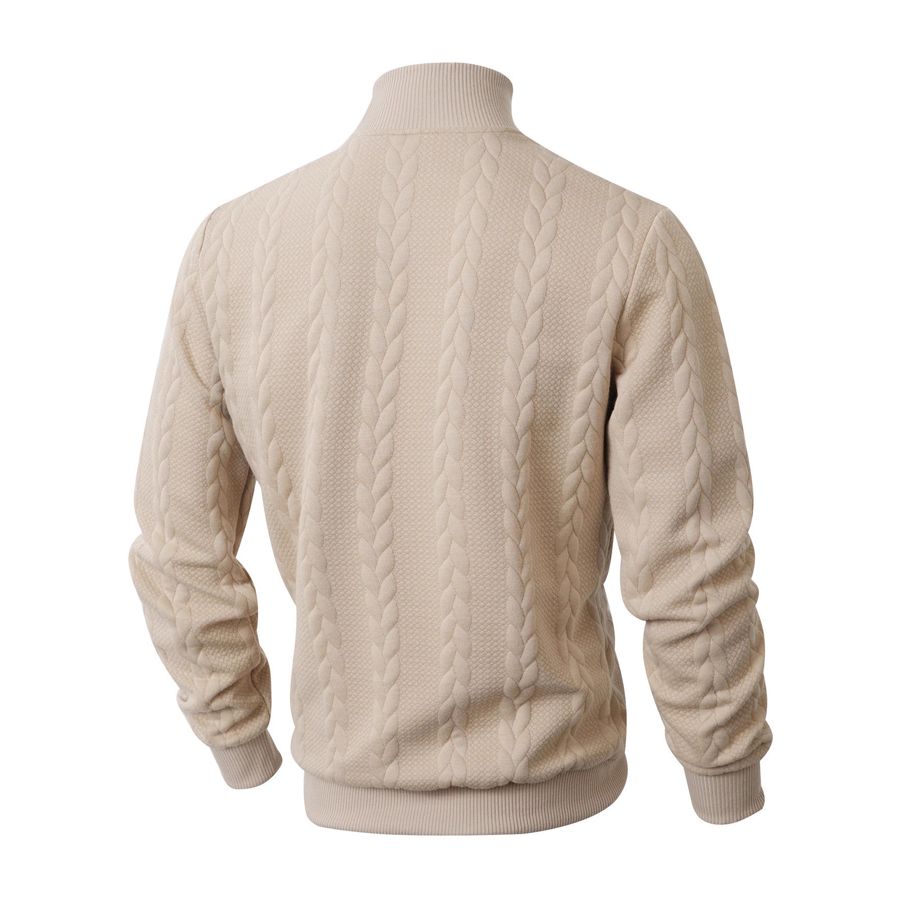Knitted Solid Color Men's Fashion Jacquard High Collar Warm Sweater - cas7m