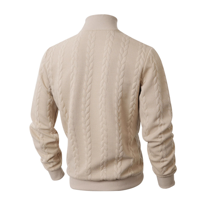 Knitted Solid Color Men's Fashion Jacquard High Collar Warm Sweater - cas7m