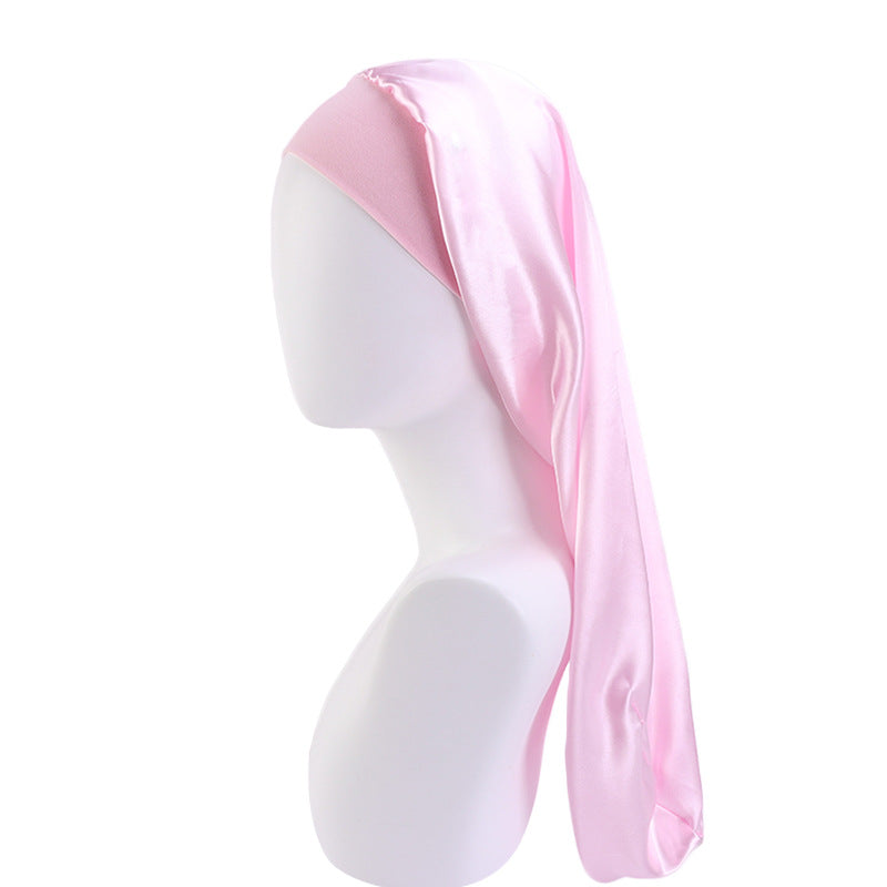 Women's Elastic Wide-brimmed Satin Long Tube Nightcap - cas7m