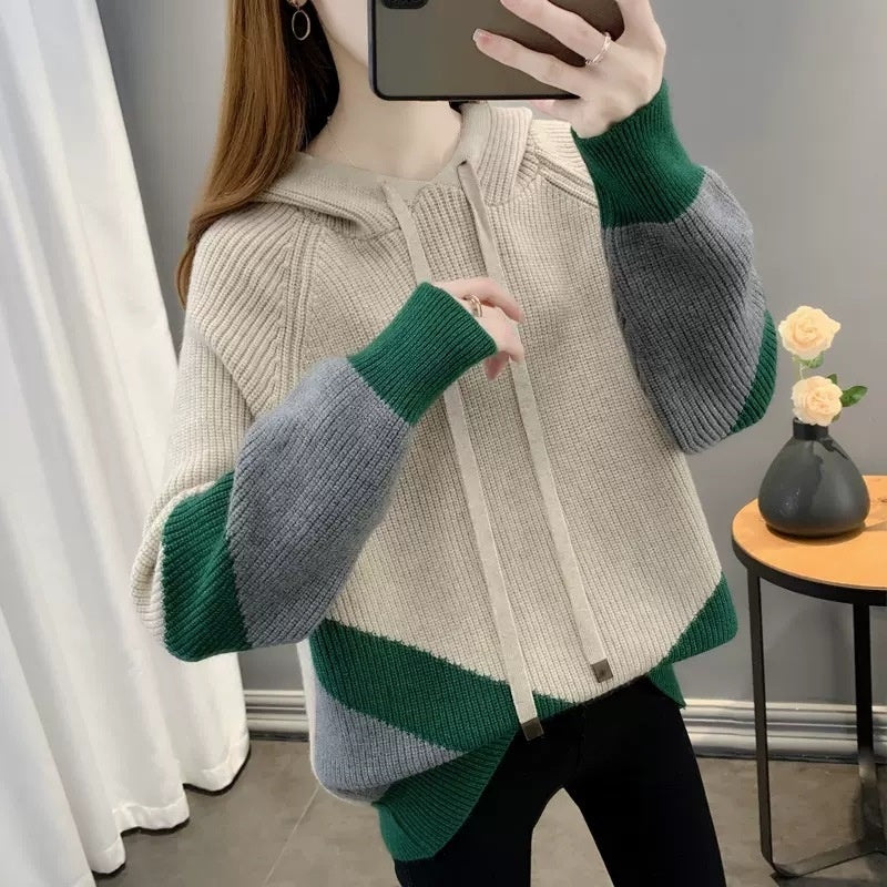 Stylish  Western-style Knitted Hoodie For Women - cas7m