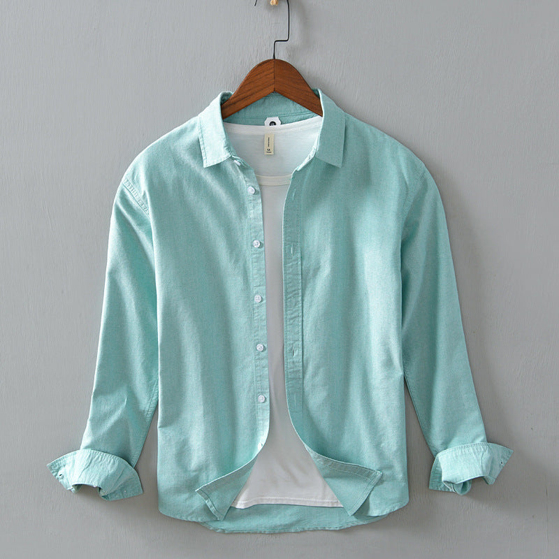 Men's Casual Linen Long-sleeved White Shirt For Men - cas7m