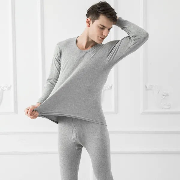 Men Thermal Underwear Set Long Johns Pants Long Sleeve Soft Underwear Kit Top Bottom Winter Sports Suits - cas7m