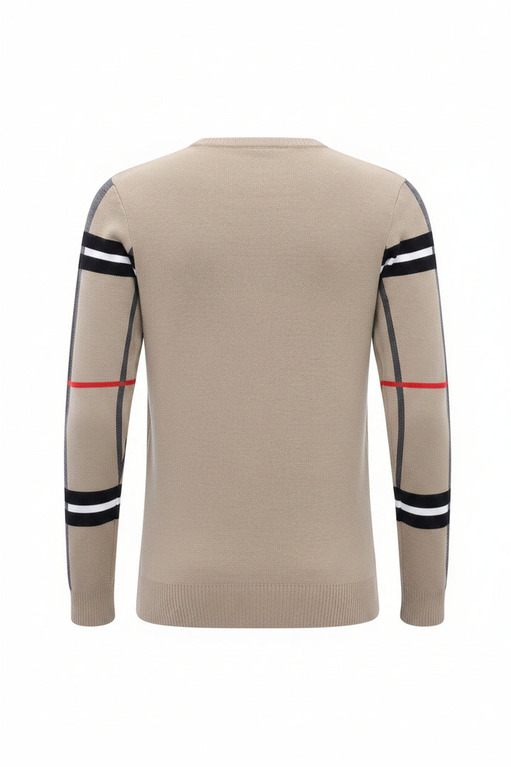Slim-fit Contrast Colors Round Neck Base Knitwear Men's Sweater - cas7m