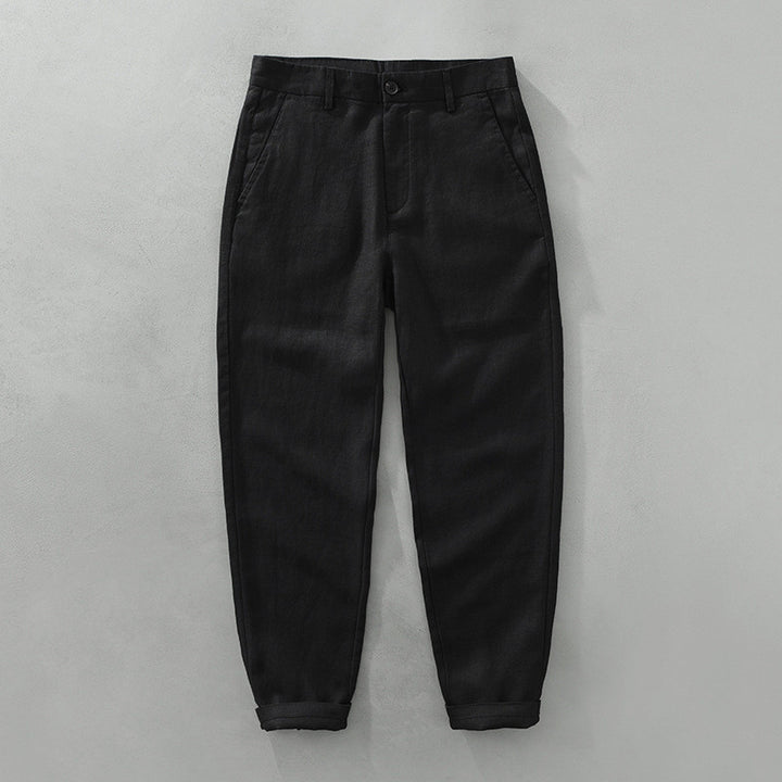 Pure Linen Pants Men's Loose Casual Cropped Pants - cas7m