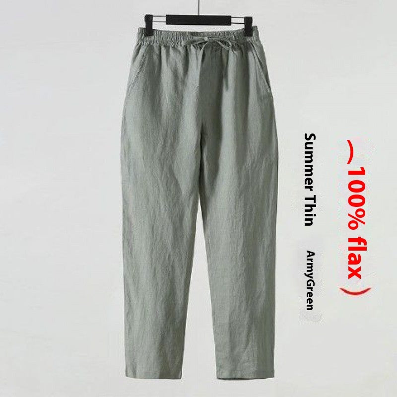 Cotton Linen Cropped Men's Casual Pants Style - cas7m