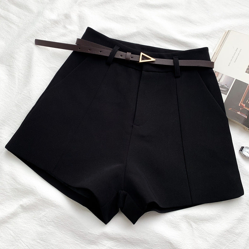 Fashion Versatile High Waist Slim Suit Shorts - cas7m