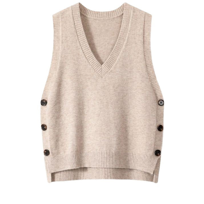 European And American Retro V-neck Knitted Vest Women's Spring Autumn Outerwear - cas7m