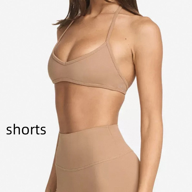 Women's Nylon-Spandex Yoga Vest & Shorts Set - Multiple Colors - cas7m
