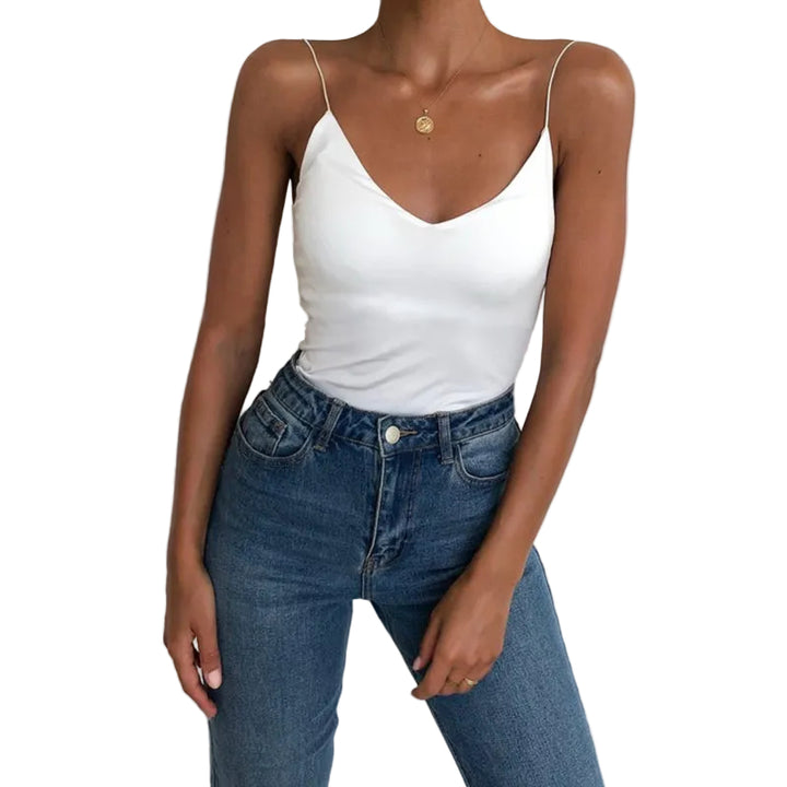 Satin Women Thin Wild Solid Camis Vest Women Tank Tops - cas7m