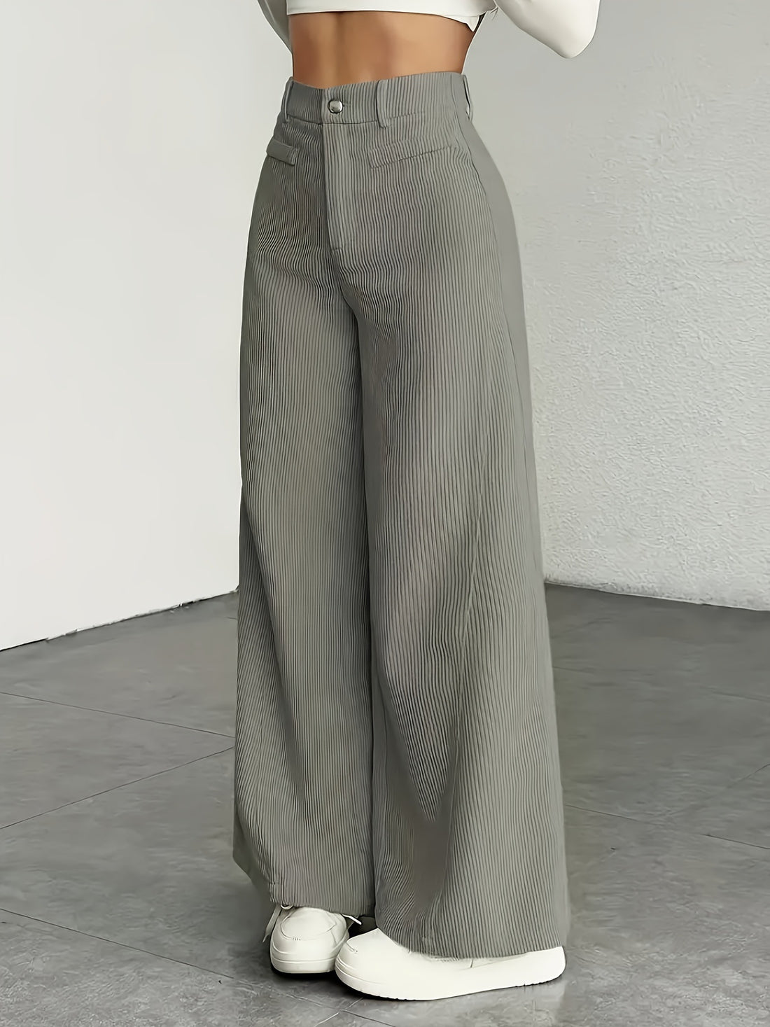 High Waist Wide Leg Pants With Vertical Stripes Straight Mopping Pants Commuter's All-matching - cas7m