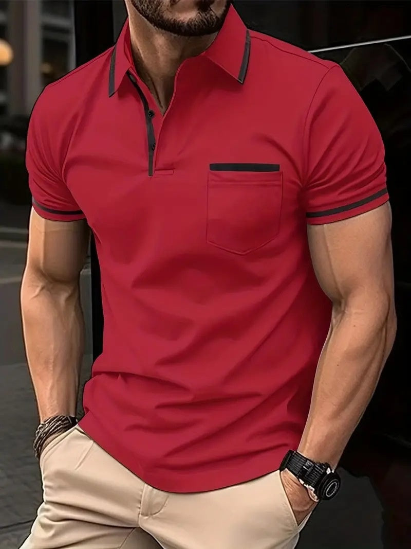 Summer Polo Shirt Button Pocket Men's Sports Polo Shirt - cas7m