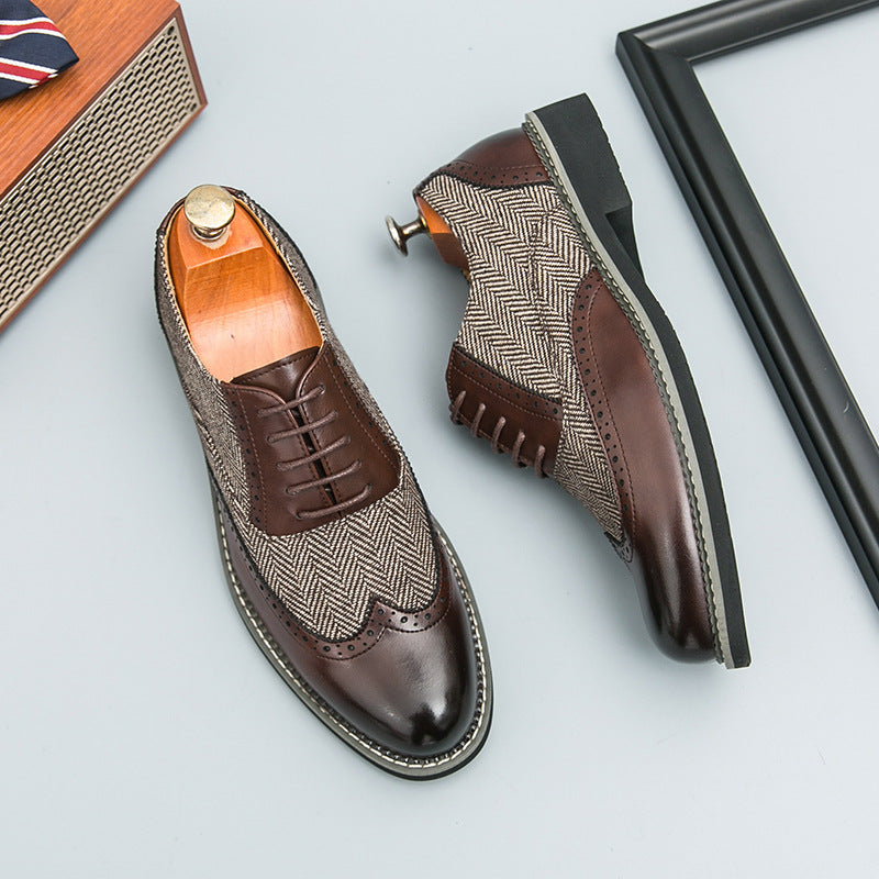 Fashion Brogue Men's Korean-style Casual Formal Wear Leather Shoes - cas7m