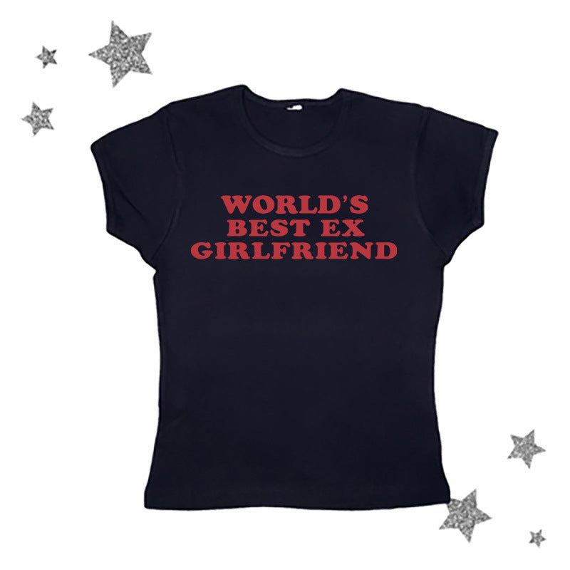 Letter Print Navel European And American Women's Clothing T-shirt - cas7m