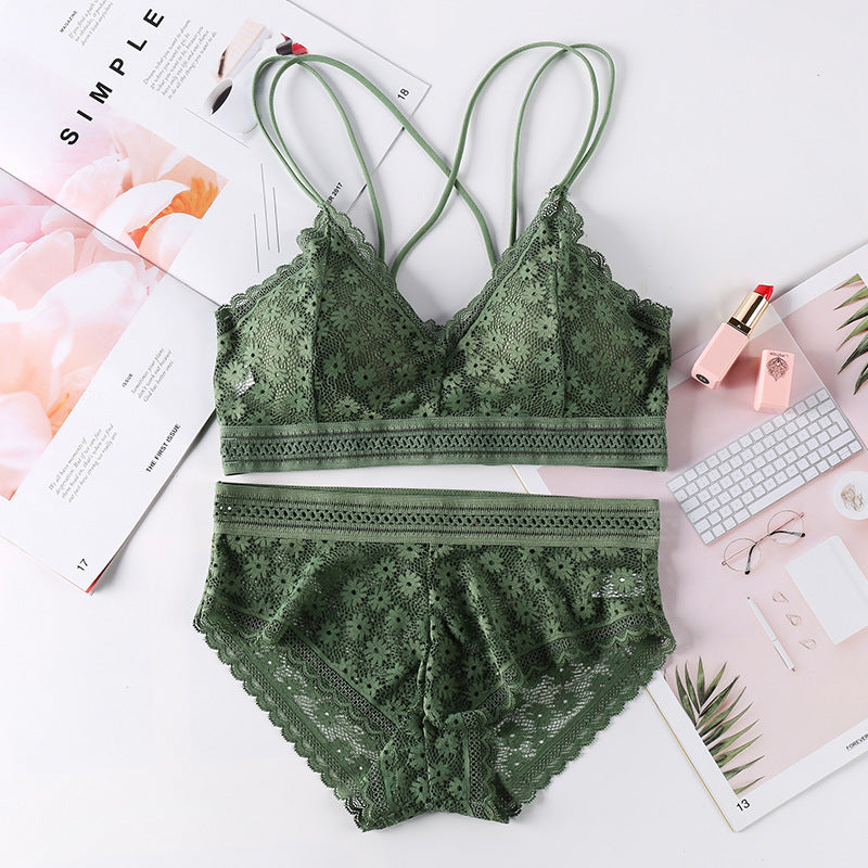 Elegant Cotton Lace Bralette with Rabbit Hair Blend - Women's Lingerie - cas7m