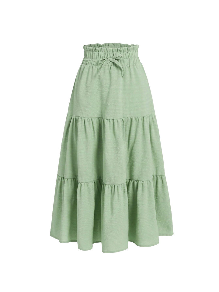 SweatyRocks Girls Mint Midi Skirt with Ruffle Hem 9Y