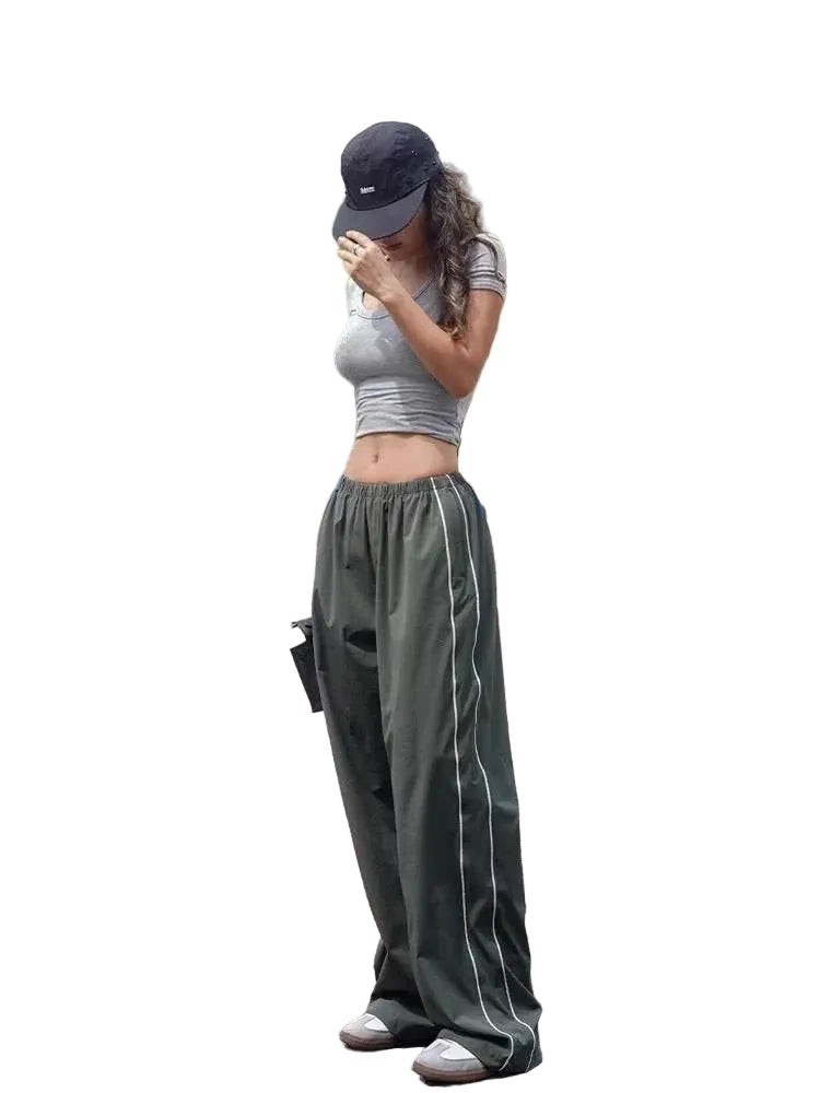 Women's Drawstring Striped Quick-drying Casual Pants - cas7m