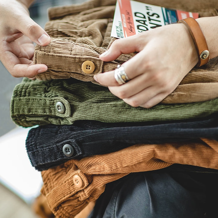 Maden Vintage Brown Corduroy Pants Men Solid Harajuku Straight  Pant Cargo Retro Casual Streetwear Trouser Safari  Bottoms - cas7m