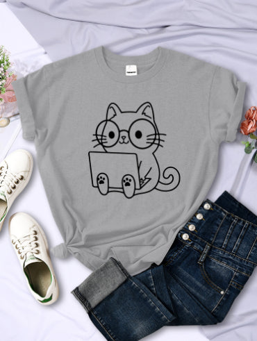 European And American Digital Printing Casual Short-sleeved T-shirt - cas7m