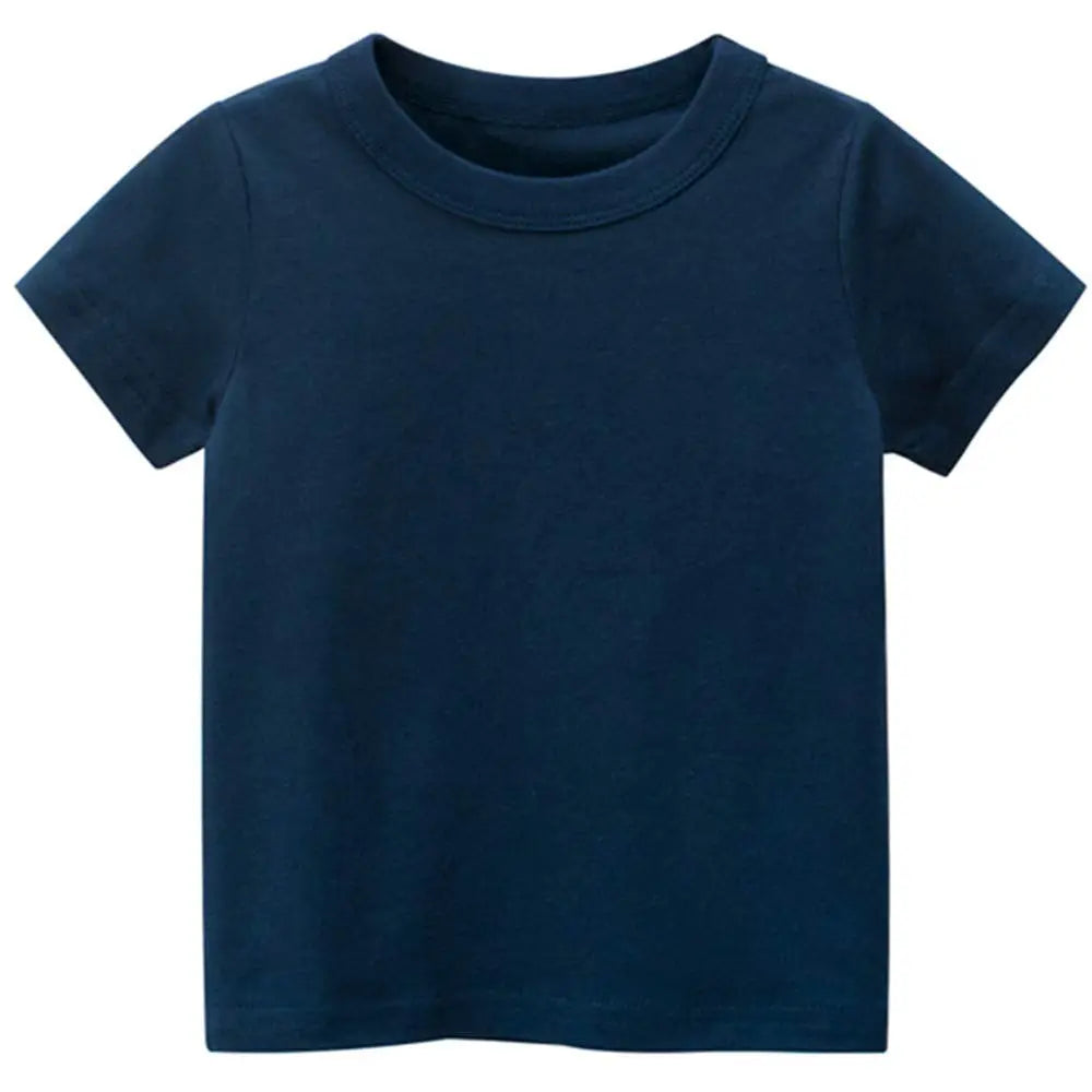 Navy blue t-shirt on a white background