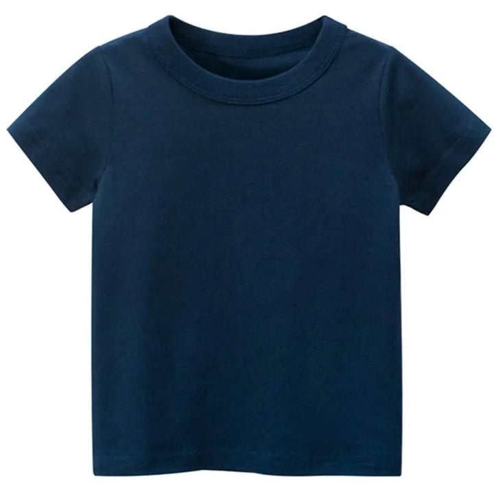 Navy blue t-shirt on a white background