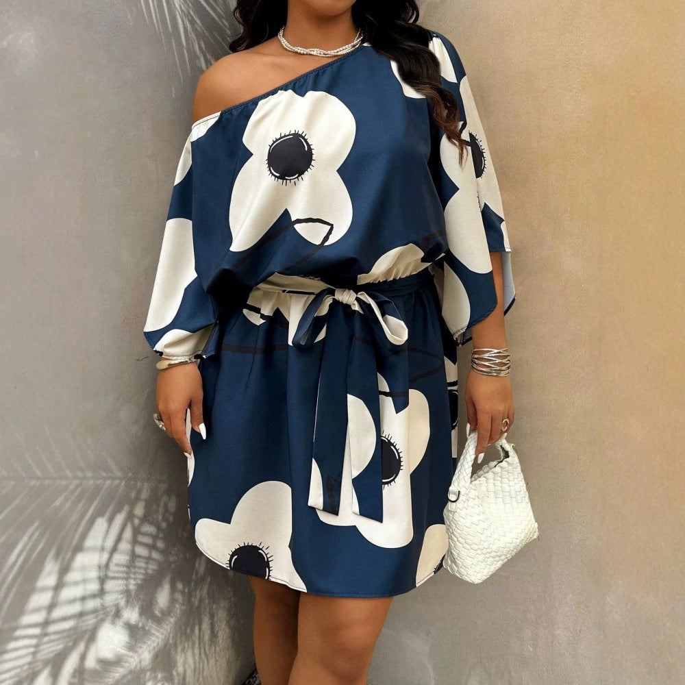 Resort-style Womens Plus-size Off-shoulder Dress - cas7m