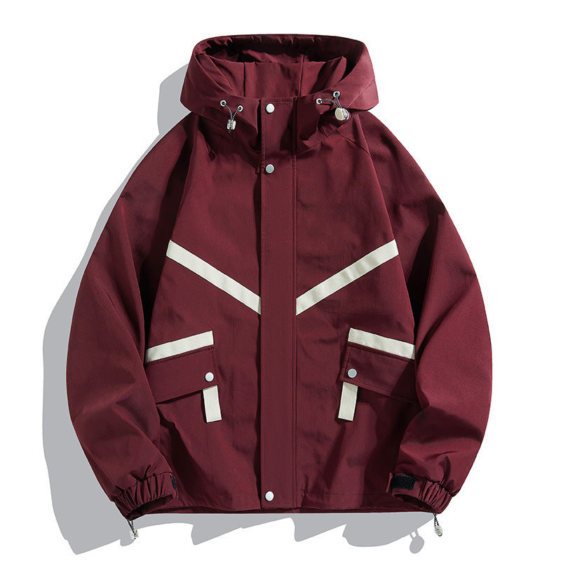 Hooded Jacket Waterproof Fashionable Jacket Outdoor Leisure Couple's Tops - cas7m