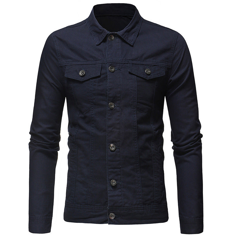 Solid color denim jacket shirt - cas7m