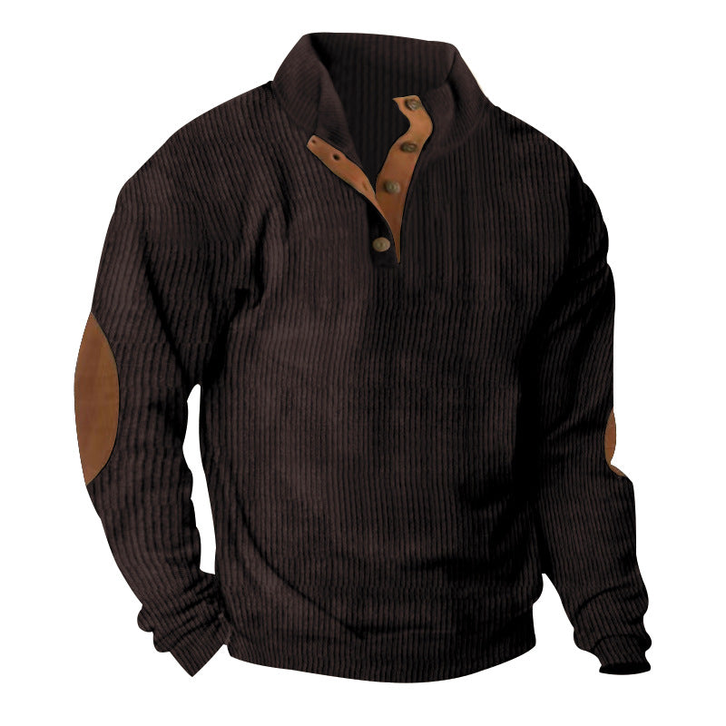 Corduroy Casual Stand Collar Long-sleeved Sweater - cas7m