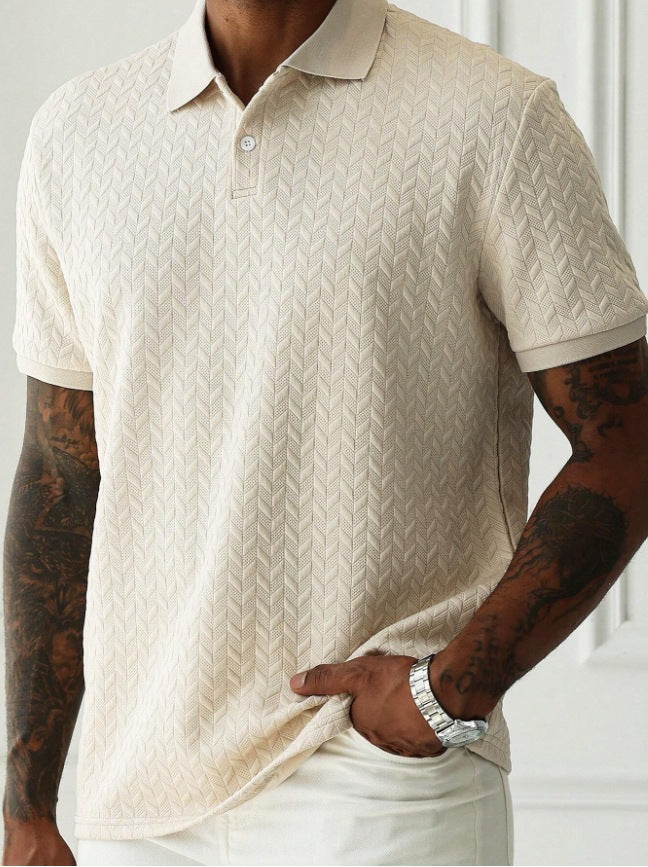 Men's Solid Color Polo Collar Short-sleeved Shirt - cas7m