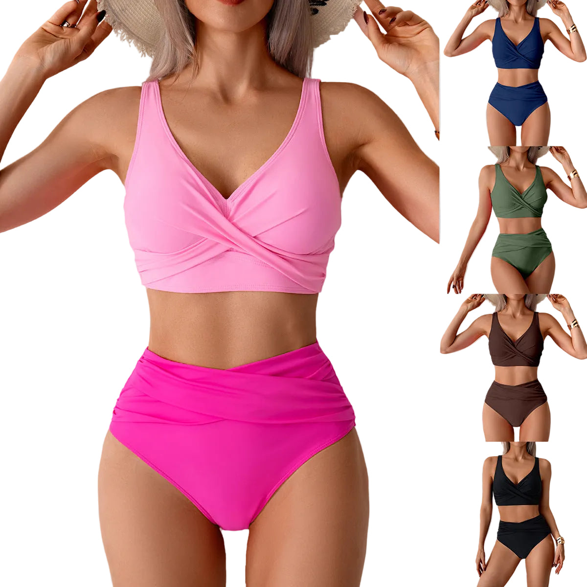 Sexy Split Swimsuit High Waist Swimsuit Outfit Bikini - cas7m