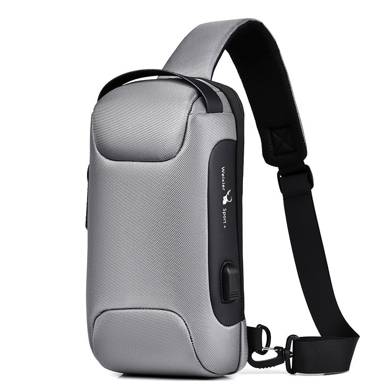 Waterproof USB Anti-theft Bag Men Oxford Crossbody Shoulder Bag Sling Multifunction Short Travel Messenger Chest Pack - cas7m