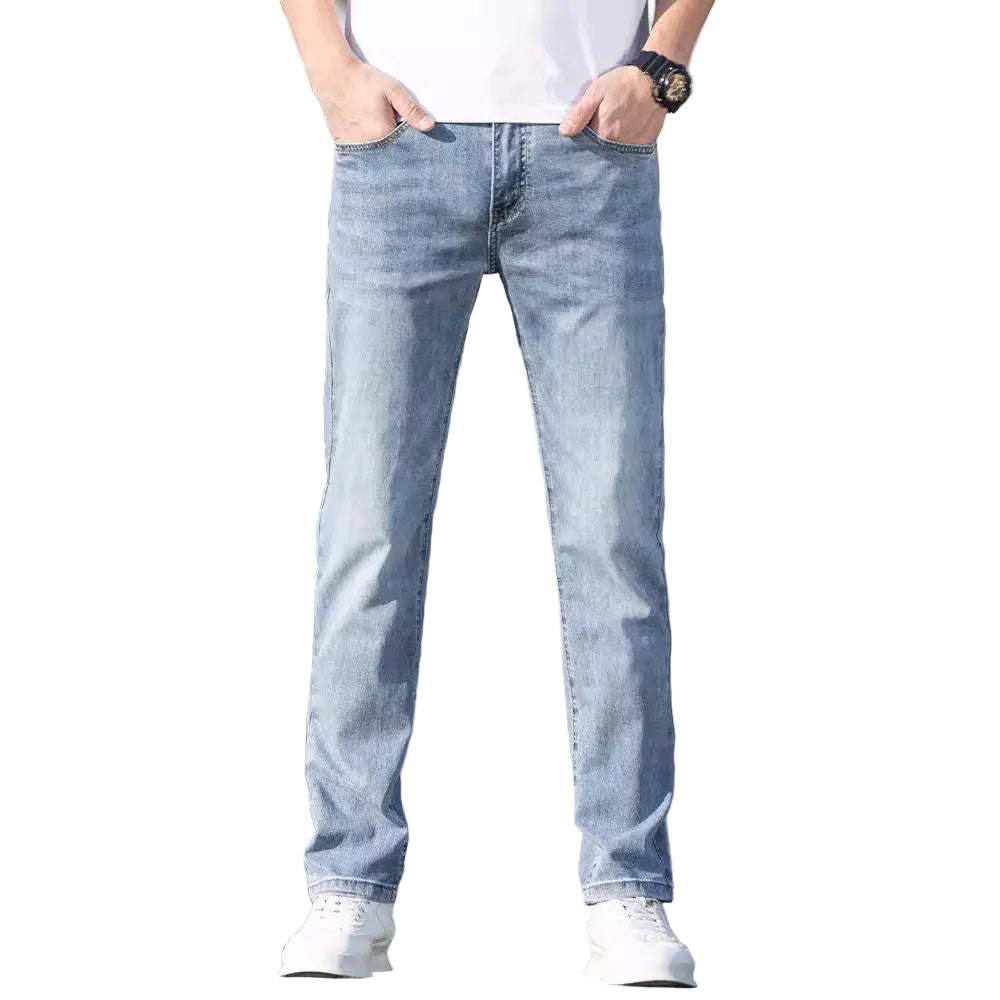 Summer Thin Jeans Men's Slim-fit Straight Trousers - cas7m