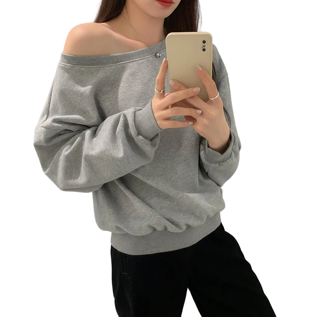Casual Loose Shoulder Sweater For Women - cas7m