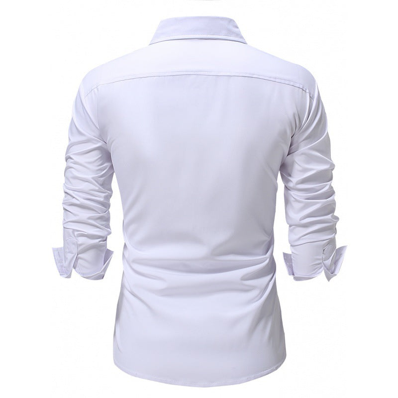 Men's Shirt Solid Color Solid Color White Long Sleeve Business - cas7m