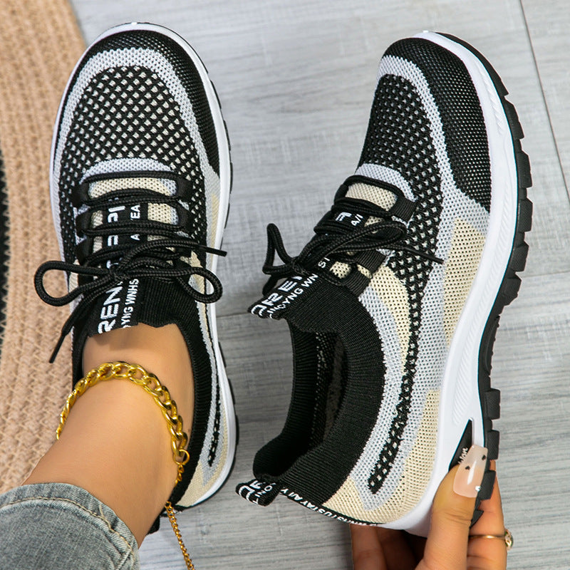 Women's Sporty Flyknit Mesh Shoes Low-cut Lightweight Casual And Versatile - cas7m
