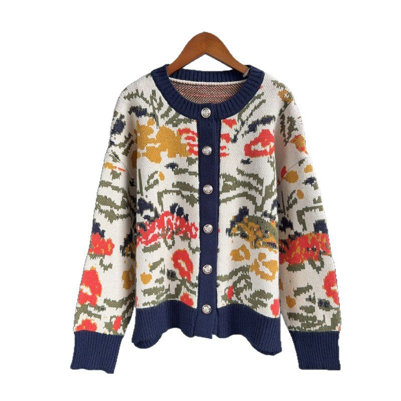 Loose round neck long sleeved sweater