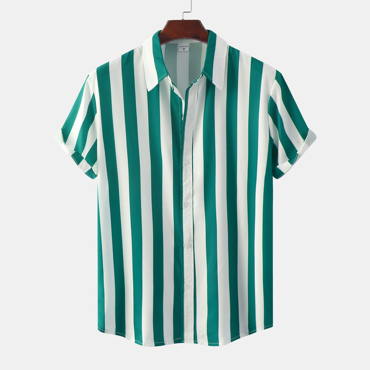 Men's 3D Printed Short Sleeve Turn Loose Shirt - cas7m